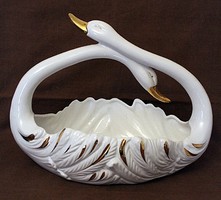 A huge capodimonte Italian swan centerpiece