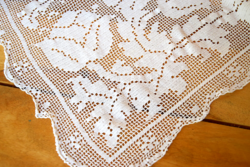 Antique hand crocheted net fillet lace tablecloth tablecloth centerpiece 74 x 70