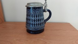 German beer mug with tin lid marked (K).