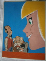 György Ruszkay's original tabloid publication cover painting on 21x31.5 cm cardboard