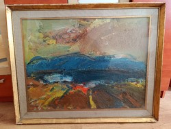 Gyula Konfár bright lake oil painting