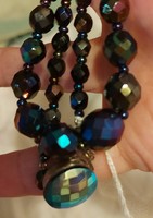 Iridescent fenton carnival aurora borealis crystal string of beads