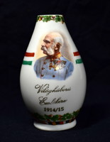 Rare! World War I commemorative József Ferenc porcelain vase 1915!