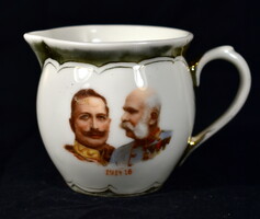 World War I commemorative porcelain pourer József Ferenc and i. Emperor William 1916
