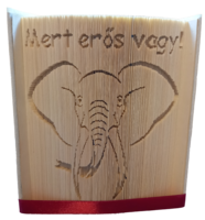 Custom-made book sculpture with an elephant with an individual message