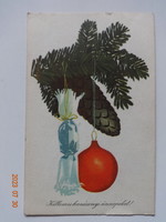 Régi grafikus karácsonyi üdvözlő képeslap - Piros Tibor rajz