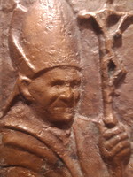 His Holiness Rare bronze plaque and medal of Pope János Pál