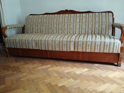 Biedermeier kihúzható intarziás kanapé