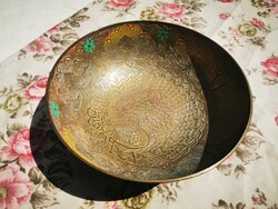 Peacock patterned copper bowl