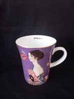Goebel - gustav klimt - lady with fan on bone china, gilded tea mug 3 dl, flawless, new