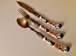 Zsolnay knife + spoon + fork