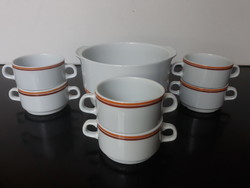 Alföldi porcelán 6 db leveses csésze leveses tállal
