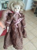 Porcelain doll with lace dress for sale! Old porcelain large doll for sale!