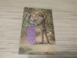 Antik romantikus képeslap. Dombornyomott.