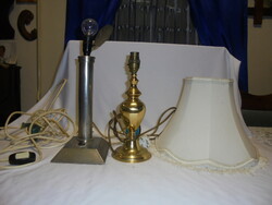 Régi asztali króm lámpa, aranyozott lámpa és lámpabúra - együtt