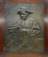 Felt solid bronze relief, plaque, 100-year-old piece from HUF 1