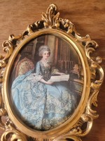 Old photo frame with silk print