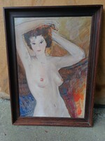 Zoltán Hermann oil wood fiber painting. With the title Doe's Eye