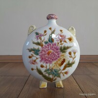 Antique Zsolnay floral water bottle