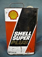 Vintage Fém Shell Super 5 Literes Olajoskanna