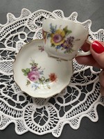 Hand-painted Meissen coffee cup decorated with wonderful flowers with a delightful handle