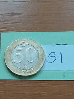 Turkey 50 kurus 2008 bimetal si