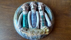 Sövegjártó Mária keramikus ritka szép falikerámiája jelzett hibátlan