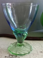 Muránói nagyméretű kehely, pohár, zöld-kék színjátszós