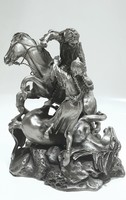 Ezüstözött ón szobor, lovas jelenettel - Donald Jack Polland  - The Rescue