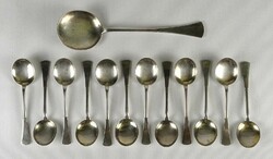 1N660 old marked silver ice cream spoon set 12 + 1 piece 485g