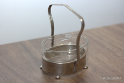 Chocolate serving basket with handles with original polished glass insert, circa 1910