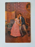 Old postcard art postcard couple in love