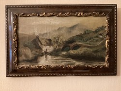 Vízparti tájkép , feltehetően a 18. századból .