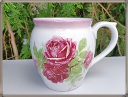 Gyűjtői állapotú, 1 literes Zsolnay porcelán nagy rózsás csupor