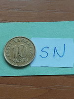 Estonia 10 cents 1998 brass sn