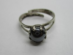 Beautiful old adjustable silver ring with hematite stone
