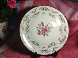 Antique flower-patterned porcelain serving bowl, centerpiece