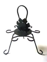 Wrought iron screw cup holder with grape leaf decoration ... Nice