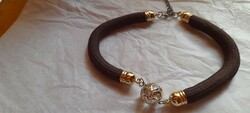 Brown beaded textile neckband