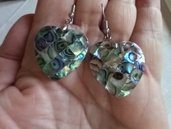 Heart earrings carved from real abalone shells