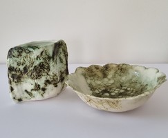 Borza Teréz iparművészeti porcelán tál és váza