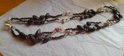 160 Cm wooden, snail and plastic string of beads, necklace