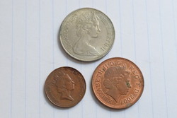 Egyesült Királyság 1 penny 1997 , 10 Új penny 1970 , 2 penny 2007 , pénz , érme , 3darab
