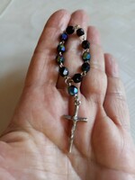 Religious silver-plated cross on aurora borealis prayer chain