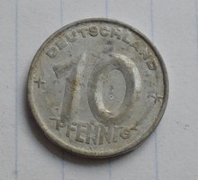 Német Demokratikus Köztársaság 10 pfennig A , 1952 , pénz , érme