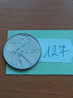 Italy 50 lira 1977 r, vulcano forge, stainless steel 127