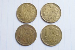 Csehszlovákia 1 korona , 1977, 1980 , 1982 , 1986 , pénz , érme , 4darab