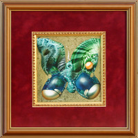 Végvári Tamás: Lepke II. - kerettel: 30x30 cm - alkotás: 16x16 cm - 2306/469