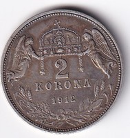 Magyar ezüst 2 Korona 1912 (patinás)