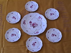 Rare! Zsolnay wild rose cake set